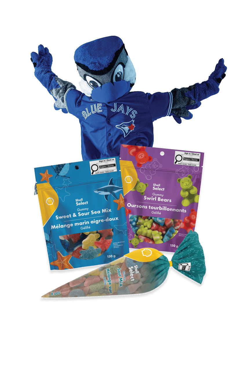 mascot with snacks
