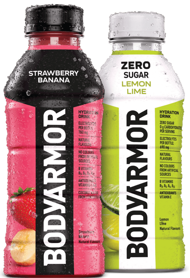 Bodyarmor Bottles Strawberry Banana and Lemon Lime Flavour